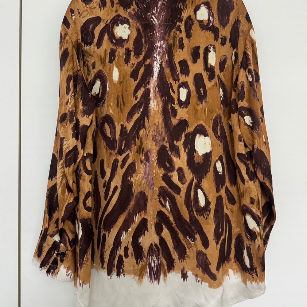 Marni Brown and Purple Abstract Silk Button-Up - Picture 4 of 12